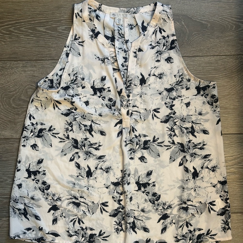 Floral Sleeveless Top - Black and light pink